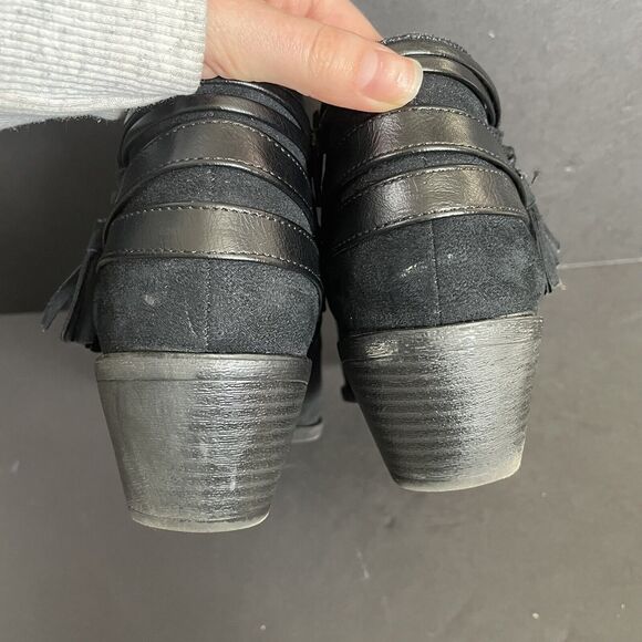 LifeStride Women's Paloma Ankle Booties Black Micro Suede Tassels Size 9.5M - Picture 5 of 7